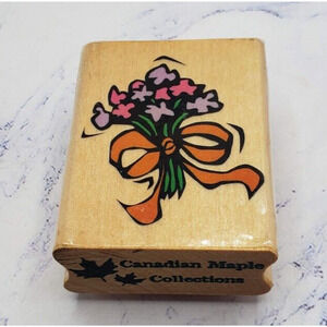 Wild Flower Bundle With Bow Canadian Maple Collection Wood Mounted Rubber Stamp